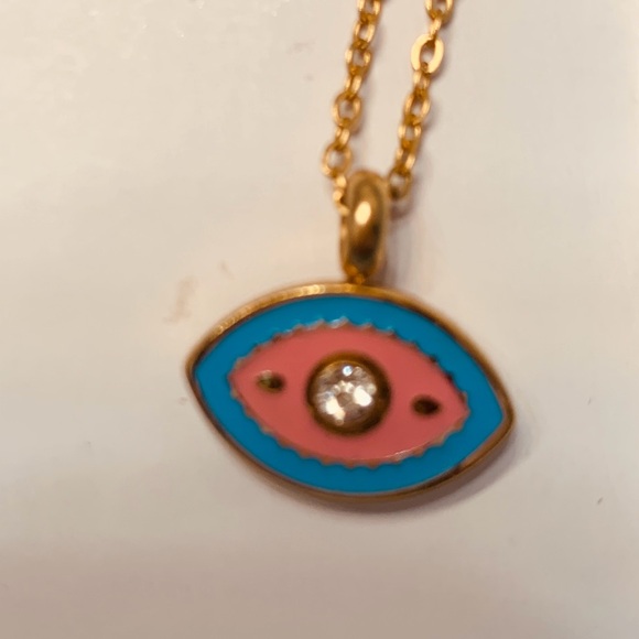 Fashion Jewelry Gold and Red Eye Necklace - Picture 2 of 2